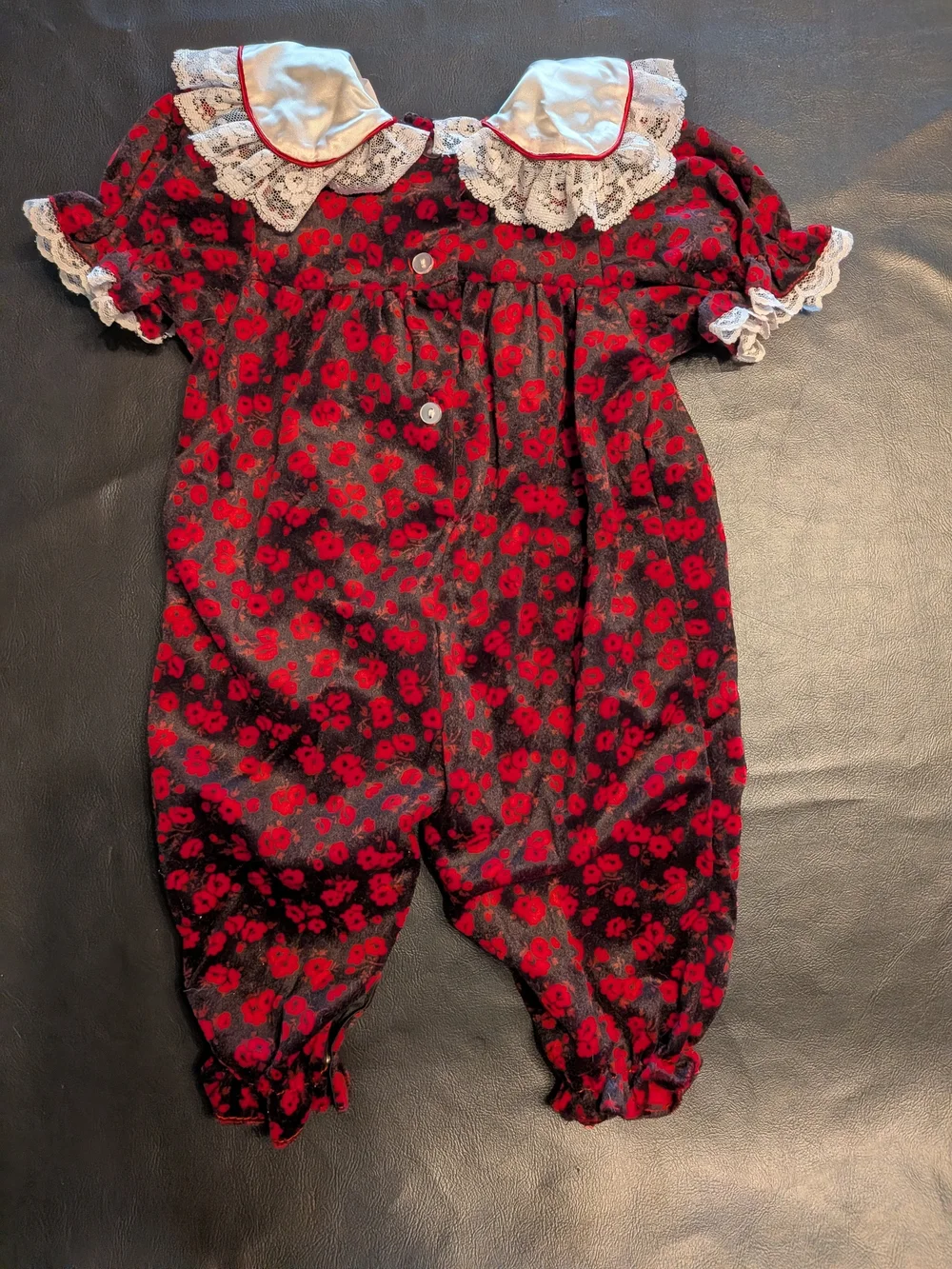 Vintage Floral Baby Romper with Collar 3-6 Month
